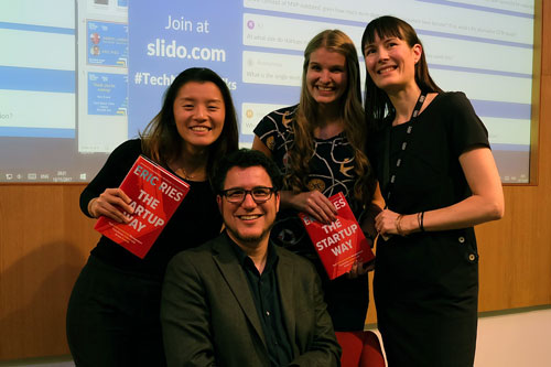 Author Eric Ries with students and staff at Cass Business School