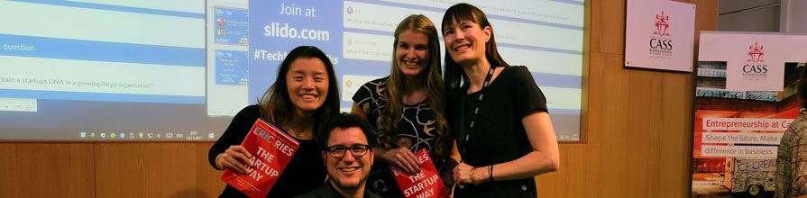 Author Eric Ries with students and staff at Cass Business School