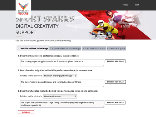 Sport Sparks, a new digital creativity support tool for use in elite athlete training