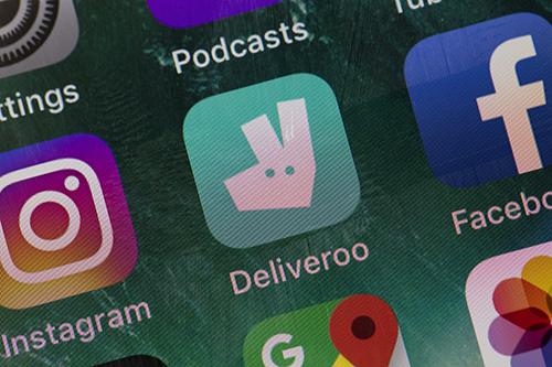 A mobile phone showing the Deliveroo app