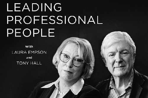 Artwork for Leading Professional People, featuring Professor Laura Empson and Lord Tony Hall.