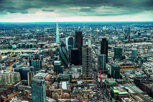 Aerial shot of City of London