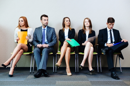 Applicants wait for interview