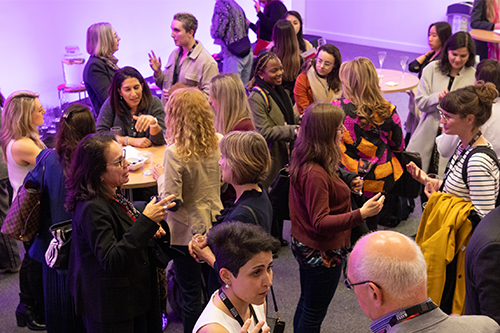 Audience members and speakers network at the Bayes Global Women's Leadership Programme 'Women's Health' event