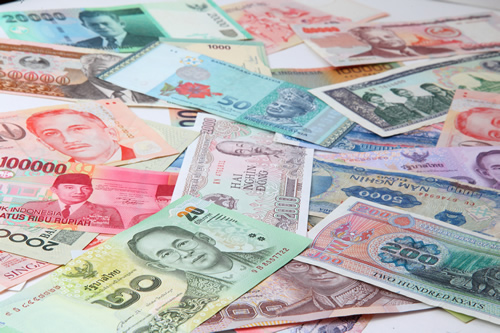 Bank notes from all over Asia
