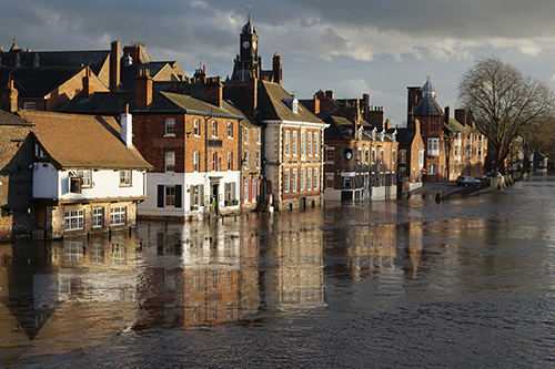 A flooded town centre